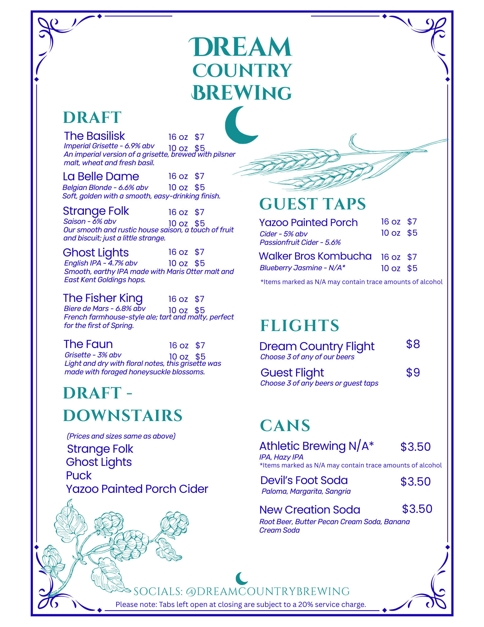 Our Current Menu (as of June 11, 2026)